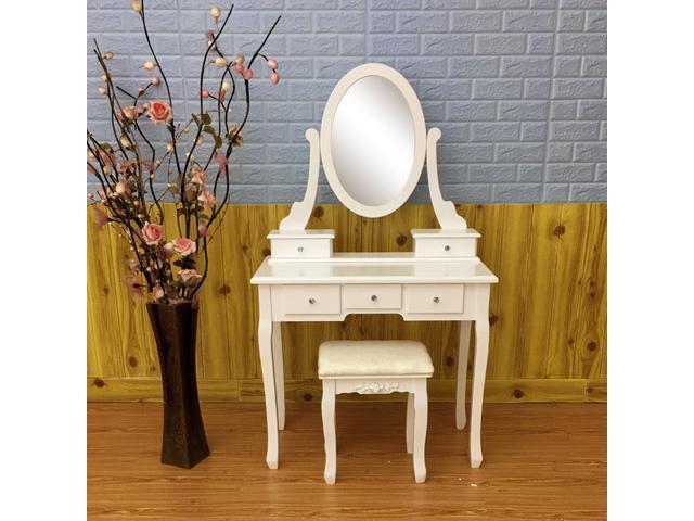 New Vanity Set Makeup Dressing Table Wood Jewelry Desk 5 Drawers New Vanity Set Makeup Dressing Table Wood Jewelry Desk 5 Drawers Mirror Stool
