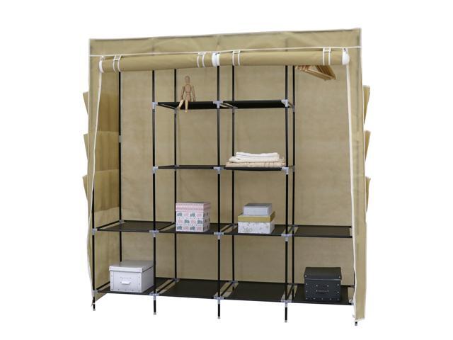 65 Portable Closet Storage Organizer Wardrobe Clothes Rack With 4 65 Portable Closet Storage Organizer Wardrobe Clothes Rack With 4 Shelves Beige