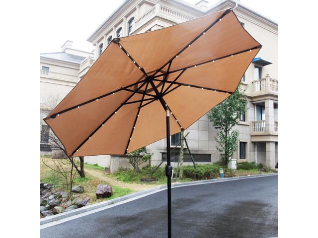 Kinbor Outdoor 9ft Table Metal Solar Powered Led Lighted Patio Kinbor Outdoor 9ft Table Metal Solar Powered Led Lighted Patio Umbrella Window Awning Garden Furniture