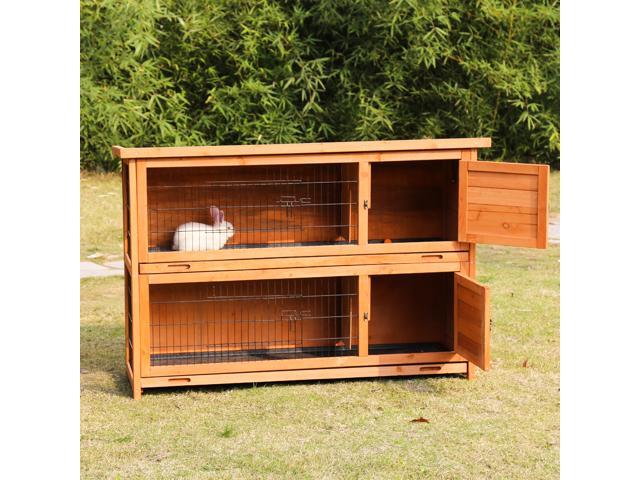 Kinbor Wooden Rabbit Hutch Bunny House With Outdoor Run Newegg Com Kinbor Wooden Rabbit Hutch Bunny House With Outdoor Run