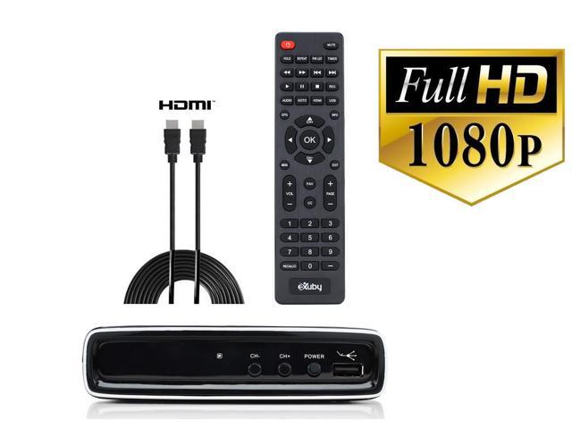 Instant or Scheduled Recording, 1080P HDTV, HDMI Output, 7 Day Program Guide eXuby Digital Converter Box for TV w// Antenna and HDMI Cable for Recording and Viewing Full HD Digital Channels Free