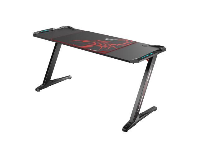 Eureka Ergonomic Z60 Gaming Desk - Gaming Desk for Console and PC Games with RGB Lighting, Carbon Fiber Texture Desktop