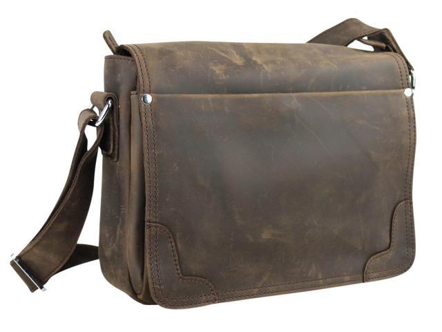 Dark Brown Vintage Full Grain Leather Full Grain Leather Casual Messenger Bag LM26