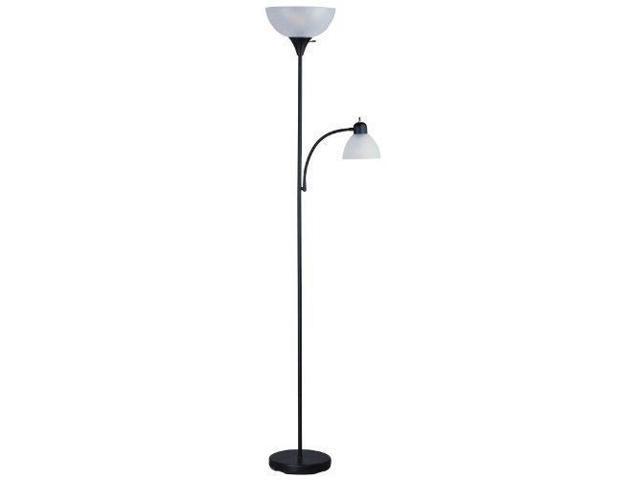 Park Madison Lighting Pmf 9170 31 72 Inch Tall 150 Watt Torchiere Floor Lamp With Adjustable Reading Side Arm Black Finish Frosted Shade