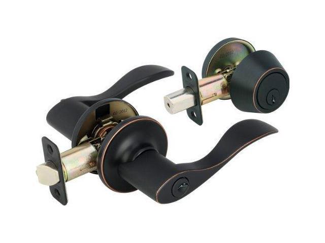 Legend 809128 Wave Style Lever Front Door Knob Entry Lock And Legend 809128 Wave Style Lever Front Door Knob Entry Lock And Single Cylinder Deadbolt Combination Set