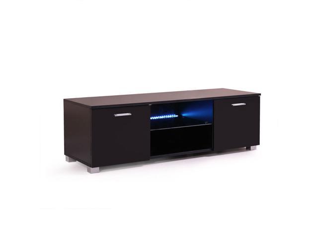 High Gloss Tv Stand Unit Cabinet With Led Light Shelves 2 Drawers High Gloss Tv Stand Unit Cabinet With Led Light Shelves 2 Drawers Console Black
