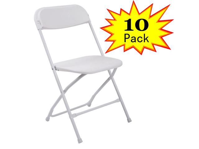 10 Pack Commercial Wedding Quality Stackable Plastic Folding Chairs White Newegg Com