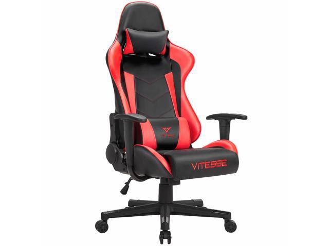 Vitesse Gaming Office Chair with Carbon Fiber Design, High Back Racing Style Seat, Swivel, Lumbar Support and Headrest(Red)