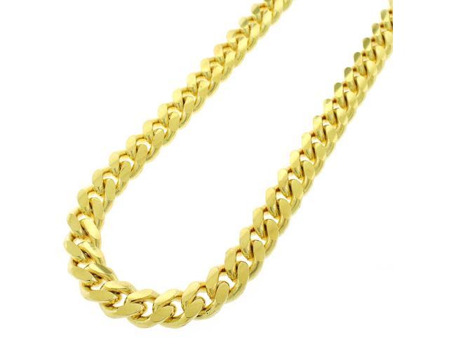 Sterling Silver 10.5mm Miami Cuban Curb Link Thick Solid 925 Yellow Gold Plated Chain Necklace ...