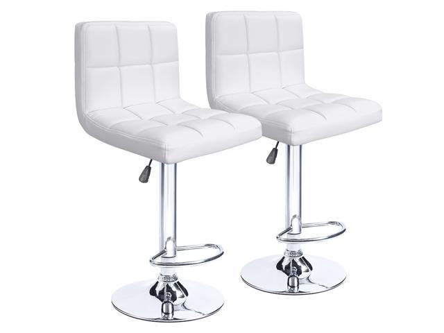 Homall Bar Stools Set Of 2 Hydraulic Swivel White Bonded Pu Leather Homall Bar Stools Set Of 2 Hydraulic Swivel White Bonded Pu Leather With Larger Seat Backrest