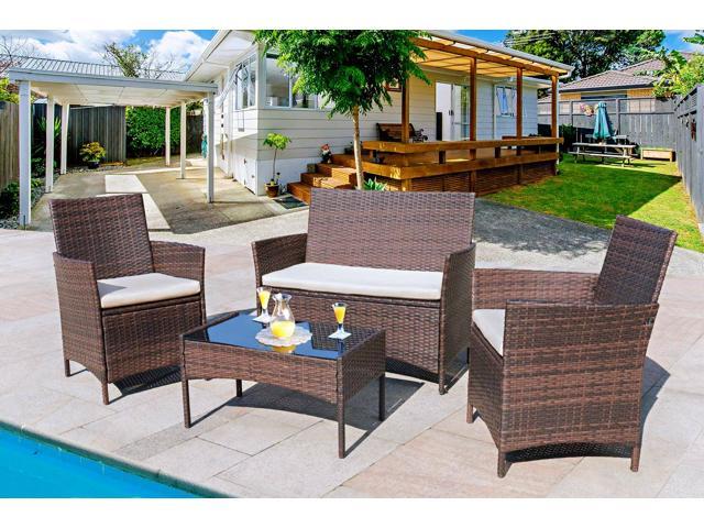 Homall 4 Pieces Outdoor Patio Furniture Sets Clearance Rattan