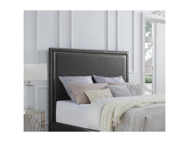 Mansfield Black Leather Tufted Headboard Queen Size Nailhead Modern And Contemporary Inspired Home Newegg