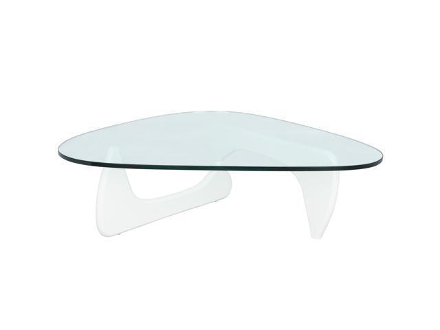 Leisuremod Imperial Modern Gl Top Wooden Base Triangle Coffee Table In White Leisuremod Imperial Modern Gl Top Wooden Base Triangle Coffee Table In White