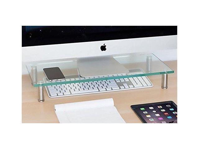 Mount It Computer Monitor Stand Desktop Riser Clear Tempered Glass Mount It Computer Monitor Stand Desktop Riser Clear Tempered Glass Brushed Aluminum Legs