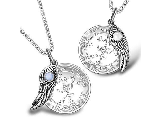Angel Wings Archangel Michael Love Couples or Best Friends Set Charms White and Purple Pendant Necklaces