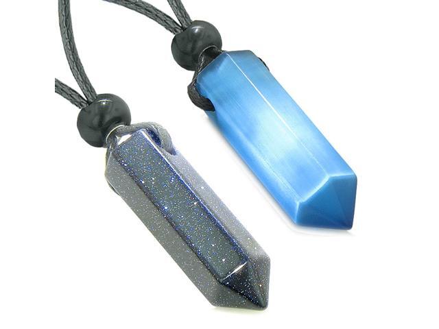 I Love You to the Moon and Back Amulets Love Couples Sky Blue Simulated Cats Eye Arrowhead Necklaces