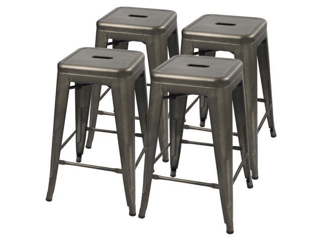 Furmax 24 Metal Stools High Backless Silver Indoor Outdoor Furmax 24 Metal Stools High Backless Silver Indoor Outdoor Counter Height Stackable