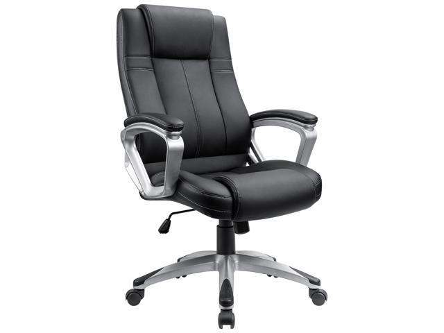 Furmax High Back Office Chair Adjustable Managerial Desk Swivel Computer Pu Leather Headrest And Lumbar Support Black Newegg Com