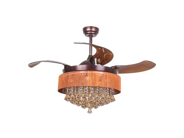 Modern Foldable 4 Blades 42 Inch Oil Bronze Crystal Led Ceiling Fan Fandelier With Remote And Light Kit Newegg Com