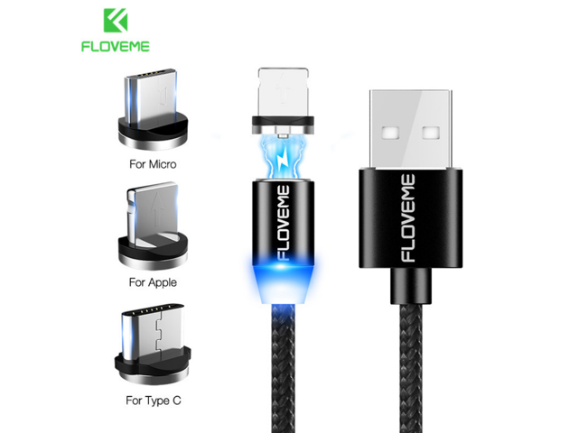 Floveme Universal Magnetic 3 In 1 Usb Charging Cable Lightning Usb
