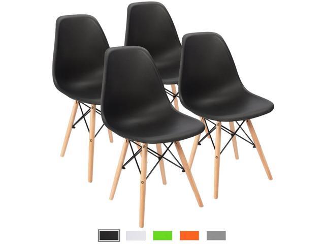 Devoko Set Of 4 Mid Century Modern Style Pre Assembled Dining Chair Dsw Classic Plastic Side Chair Armless Living Room Chairs Black Newegg Com