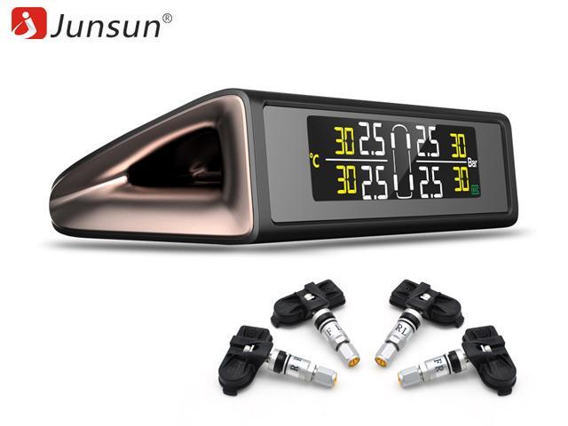 Junsun TPMS Tire Pressure Monitoring System Plastic Case of Car Alarm logicar With 4 Build-in Sensors Tire Pressure Indicator Cap