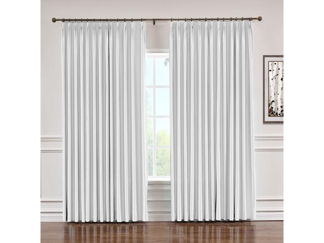 Chadmade 150 W X 120 L Pinch Pleat Faux Silk Blackout Curtains