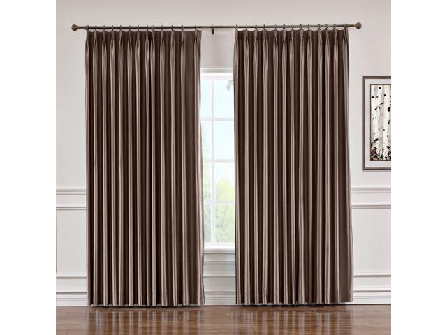 Chadmade 150 W X 120 L Pinch Pleat Faux Silk Blackout Curtains