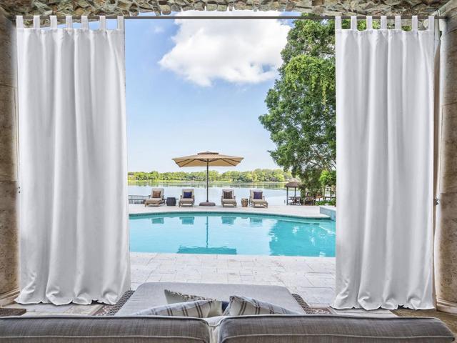 Chadmade Outdoor Waterproof Curtain White Tab Top D 50 W X 63 L For Front Porch Pergola Cabana Covered Patio Gazebo Dock Beach Home
