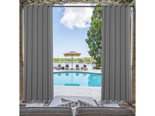 Chadmade Outdoor Waterproof Curtain Gray Grommet D 84 W X 96 L For Front Porch Pergola Cabana Covered Patio Gazebo Dock Beach Home 1 Panel