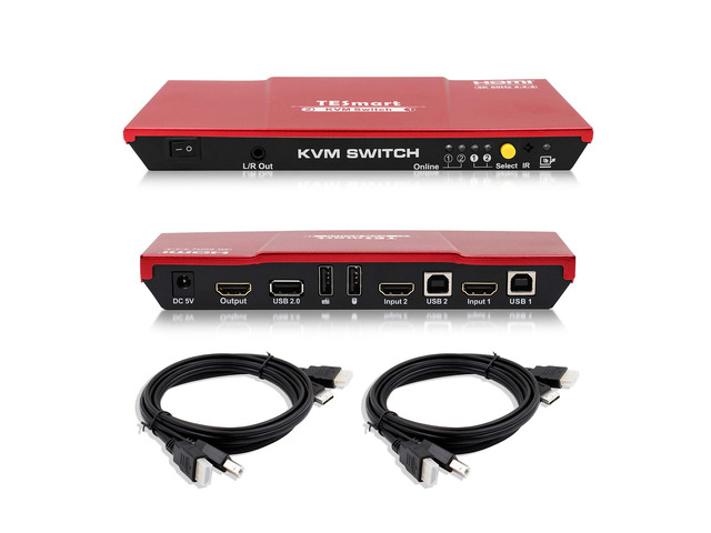 Commutateur KVM HDMI 8 Ports TESmart | 4K@60Hz | 8 En 1 Avec USB 2.0, Télécommande IR, RS232/LAN | Montable En Rack Avec 4 Câbles