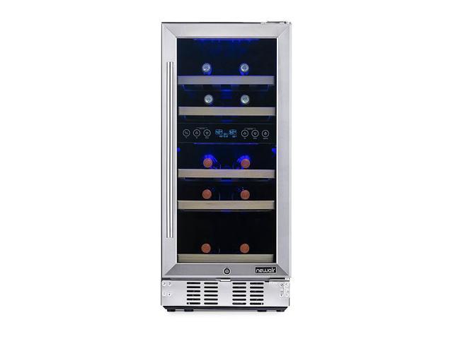 New Newair 15 Built-In 29 Bottle Dual Zone Compressor Wine Fridge - Stainless Steel, Recessed Kickplate