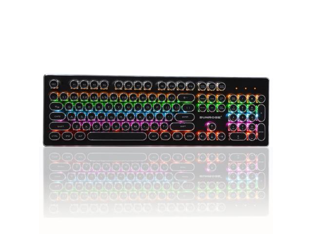Wired Gaming Keyboard Retro Punk Mechanical Feel Floating Cap Esport Gaming Keyboard Waterproof Backlight 104 Key - Black