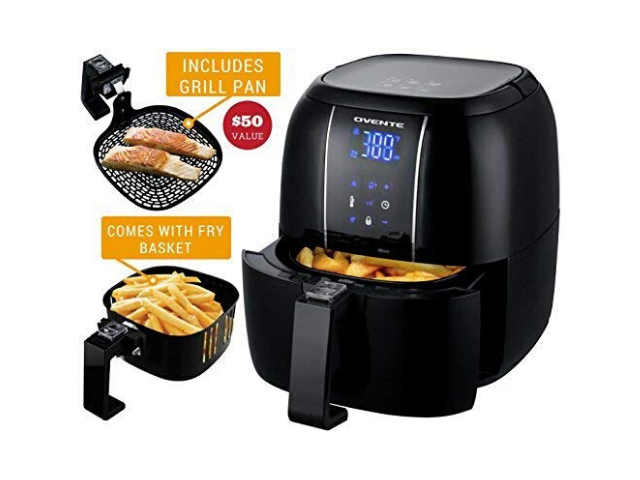 Ovente Air Fryer with Non-Stick 3.2 Quarts Frying Basket and LED ...