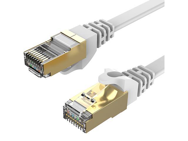 CAT 7 Cable 100 ft White Flat Gigabit RJ45 LAN Wire HighSpeed