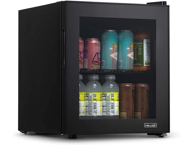 NewAir 60 Can Beverage Fridge with Glass Door, Small Freestanding Mini Fridge in Black