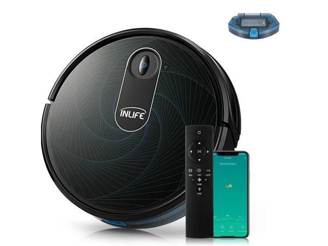 INLIFE Robot Vacuum Cleaner MT-720A Auto-recharge Floor Sweeper, 2000Pa Super Power Suction, WiFi APP, Silent Cleaning, Gyroscope Navigation, 120min Runtime, Black