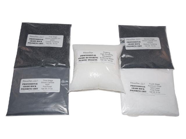 Rock Tumbler Grit for 15 Pound Tumbler with 1 Pound Plastic Buffering Pellets