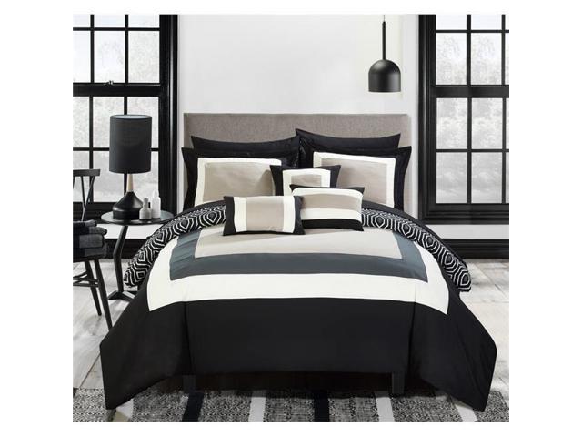 Chic Home Cs4466 Us Reversible Hotel Collection Queen Size Bed Chic Home Cs4466 Us Reversible Hotel Collection Queen Size Bed In A Bag Comforter Set Black 10 Piece