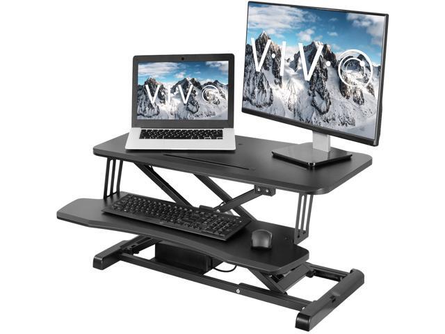VIVO Black Electric Height Adjustable Standing Desk Sit-Stand Riser Workstation