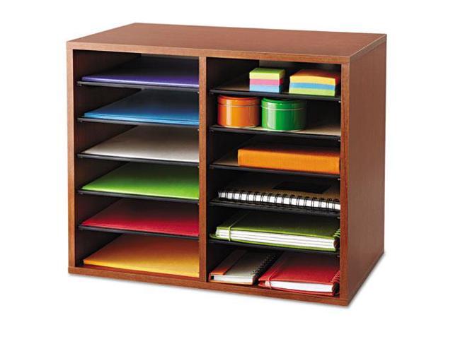 Wood Adjustable Literature Organizer - 12 Compartment in Cherry by Safco