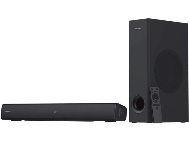Creative Stage V2 2.1 Soundbar with Subwoofer, Clear Dialog and Surround by Sound Blaster, Bluetooth 5.0, TV ARC, Optical, and USB Audio, Wall Mountable, Adjustable Bass and Treble, for TV
