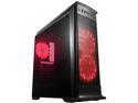 DIYPC DIY-G3-R Black USB 3.0 ATX Mid Tower Gaming Computer Case with Pre-installed 3 x Red 15 LED Lights Fans