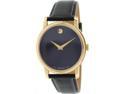 Movado 2100005 Museum Black Dial Black Leather Mens Watch
