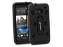 Fosmon HYBO Series Detachable Hybrid Silicone + PC Case with Stand for HTC One / HTC M7 (Black / Black)