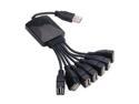 Fosmon 7-Port USB 2.0 Hub with Built-in USB Cables - Black