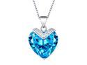 Mabella 10.84 CTW Heart Shaped Created Blue Topaz Pendant in Sterling Silver w/ 18" Necklace