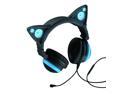 Brookstone Wired Cat Ear Headphones - Black/Blue