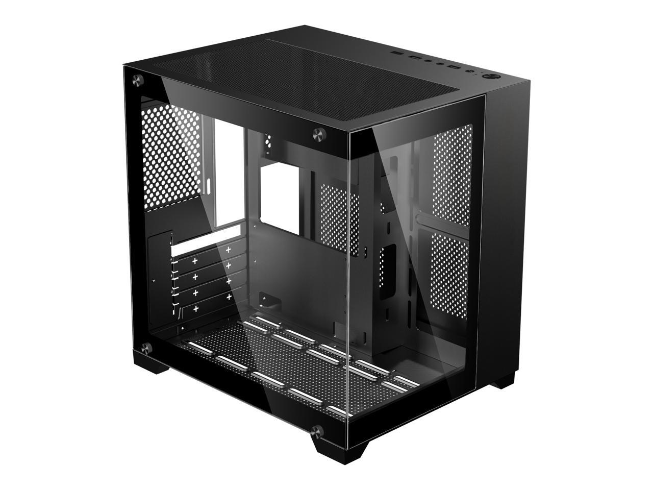 DIYPC DIY-CUBE01-BK Black USB3.0 Tempered Glass Micro ATX Gaming Computer Case - Picture 2 of 5