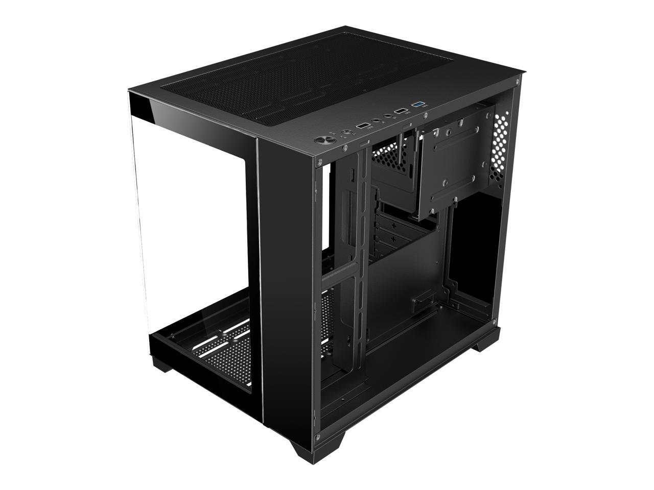 DIYPC DIY-CUBE01-BK Black USB3.0 Tempered Glass Micro ATX Gaming Computer Case - Picture 5 of 5